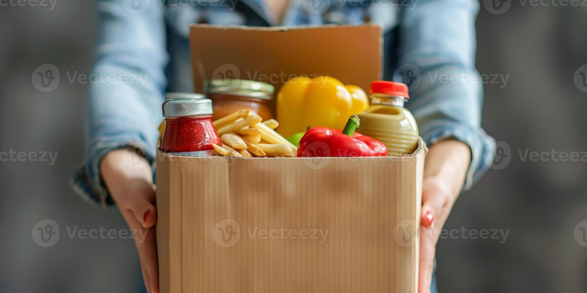 donating food boxes to help those in need photo