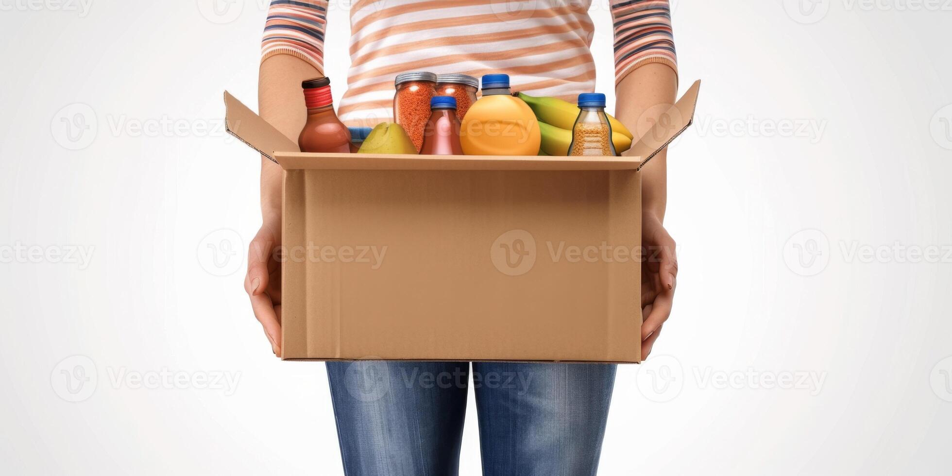 donating food boxes to help those in need photo