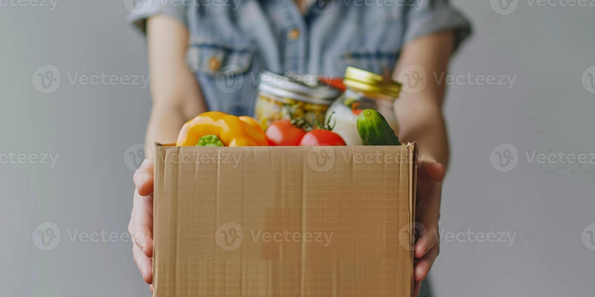 donating food boxes to help those in need photo