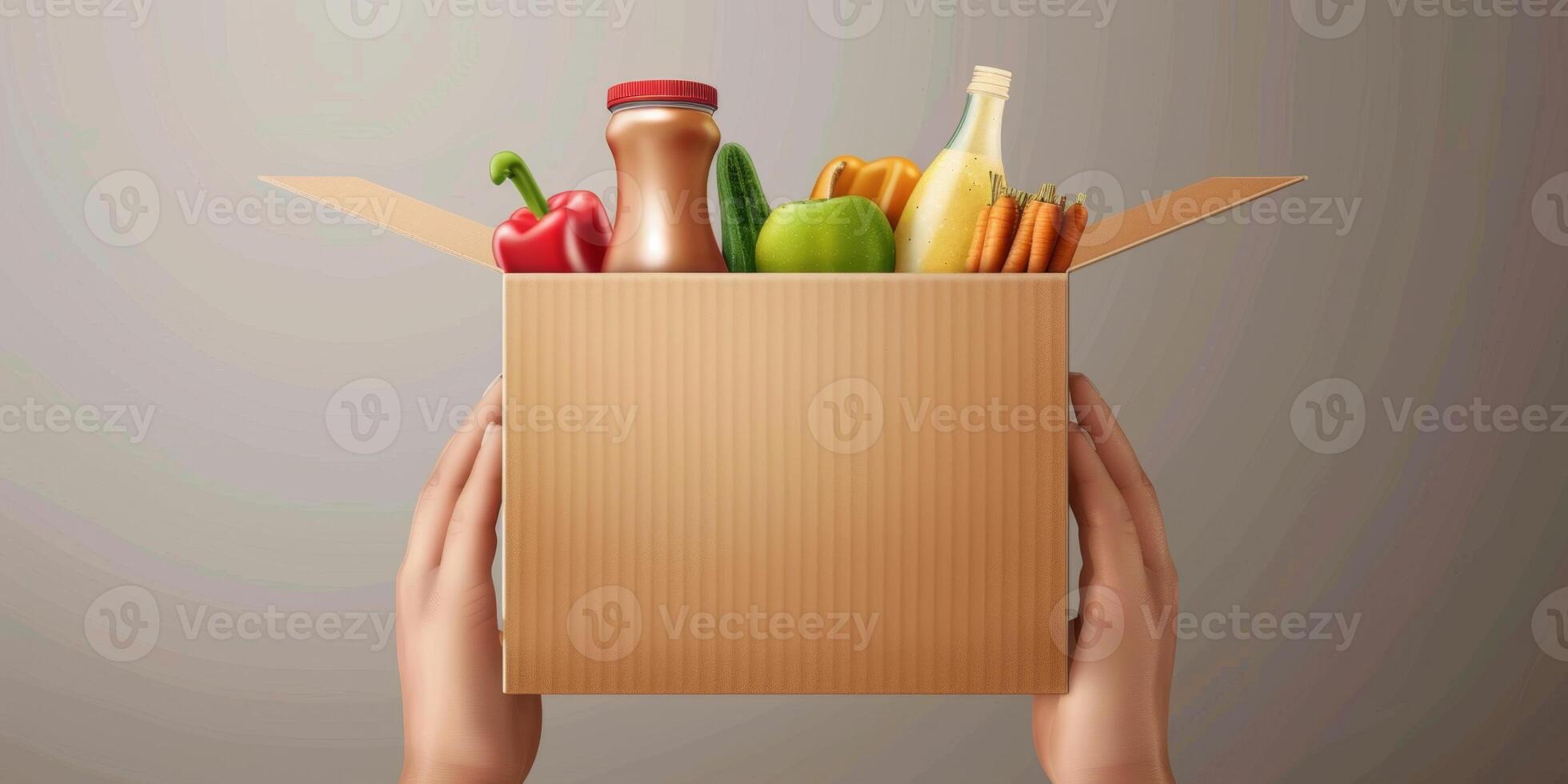 donating food boxes to help those in need photo