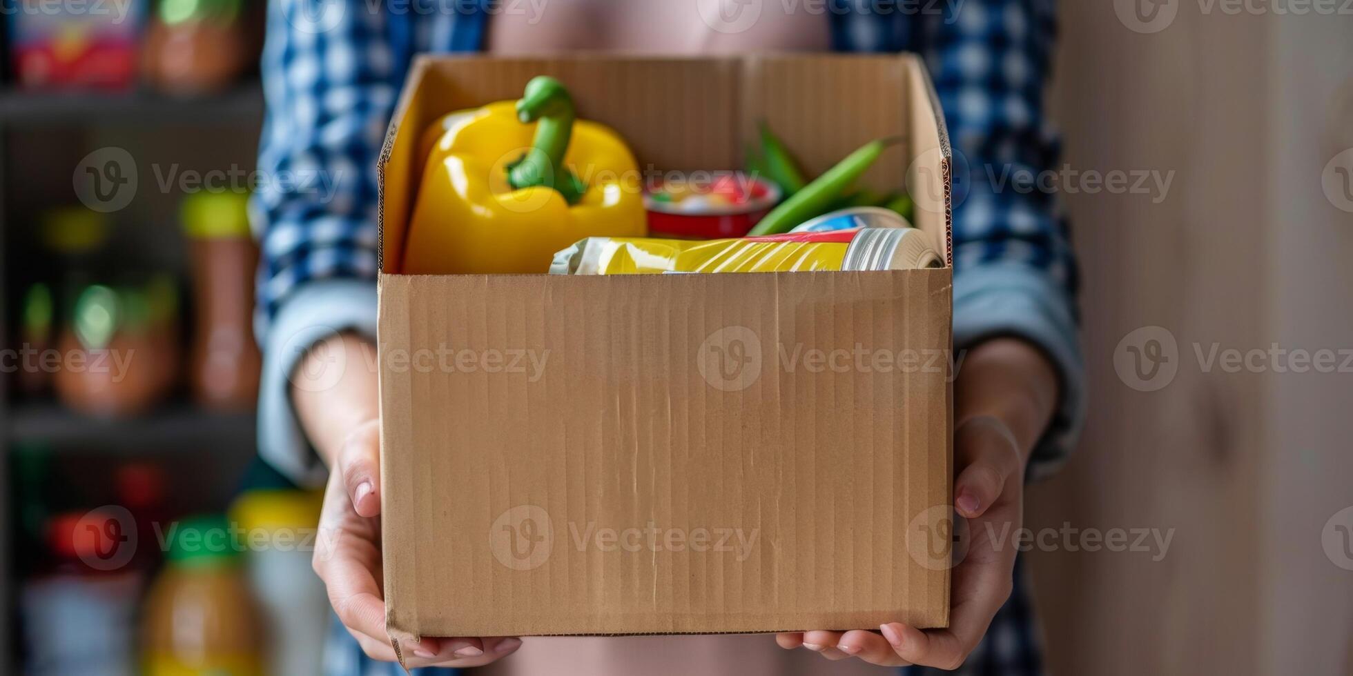 donating food boxes to help those in need photo