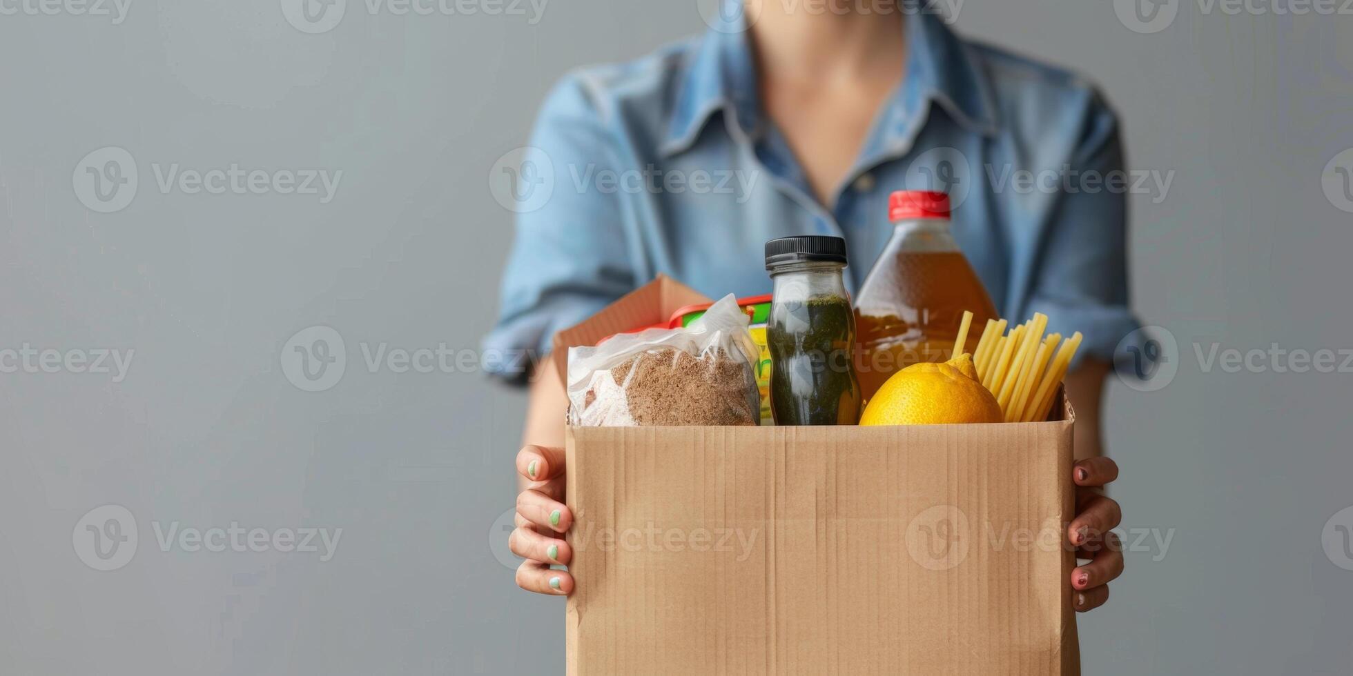 donating food boxes to help those in need photo