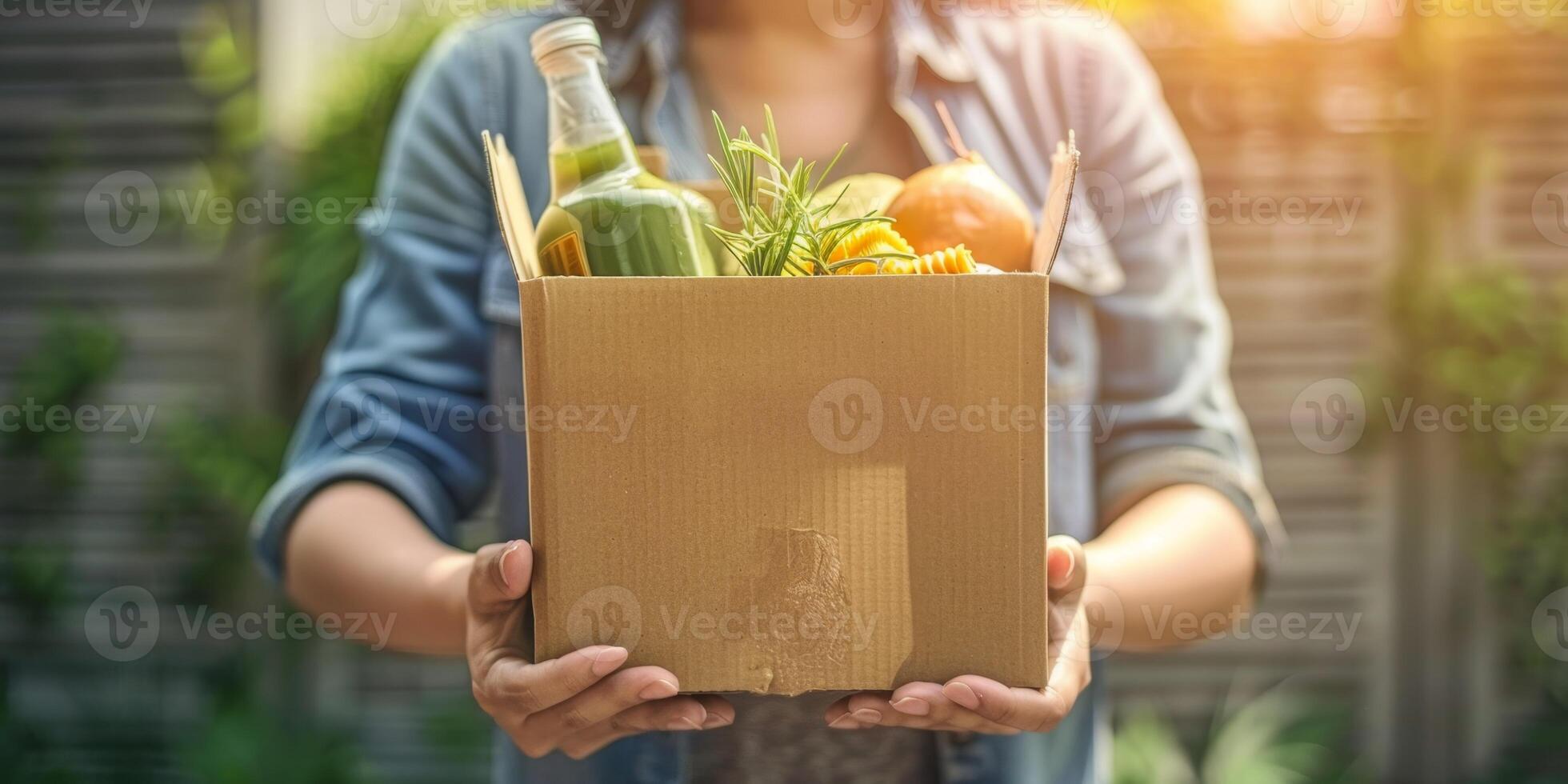 donating food boxes to help those in need photo