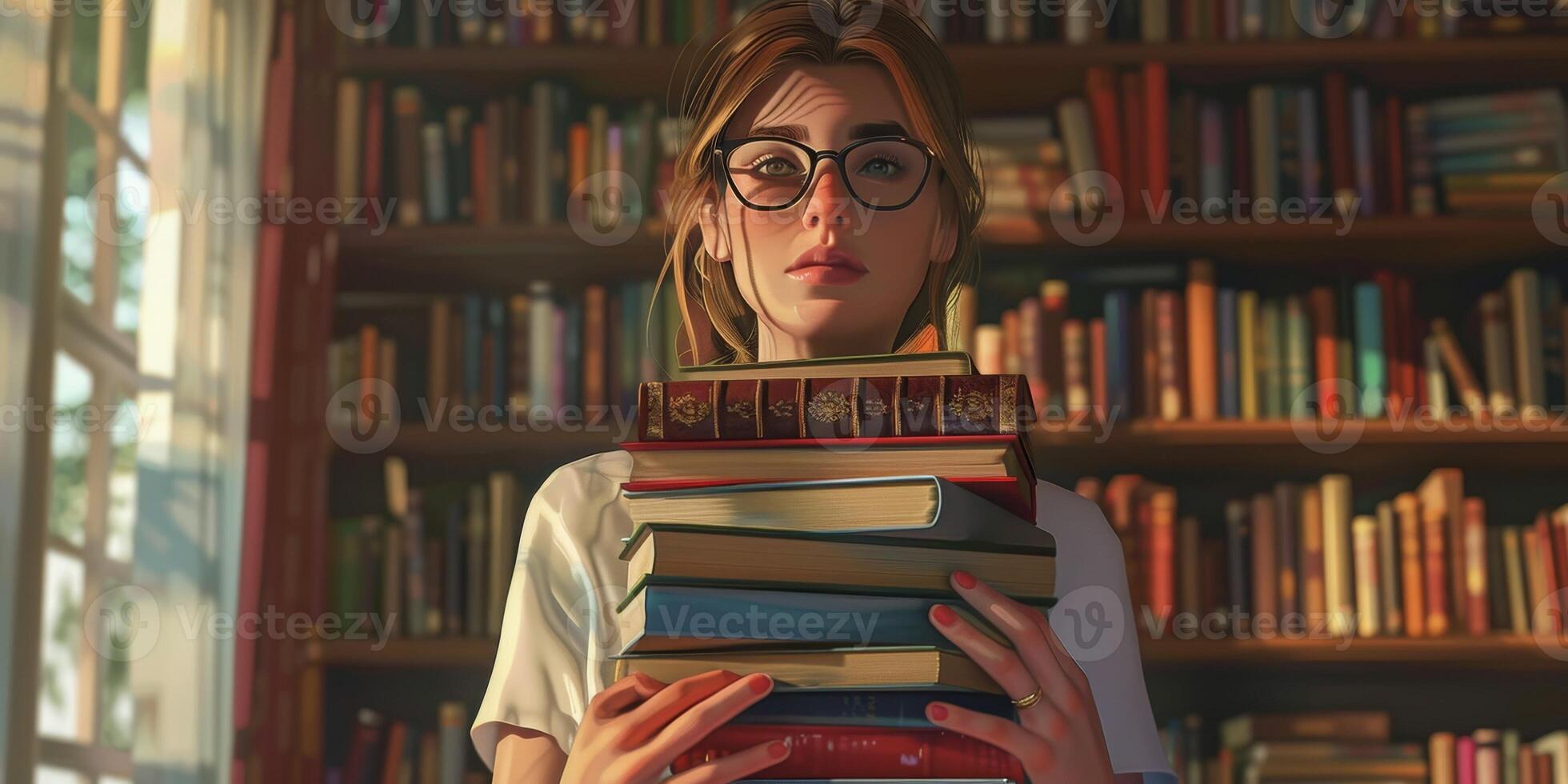 hands holding stacks of books photo
