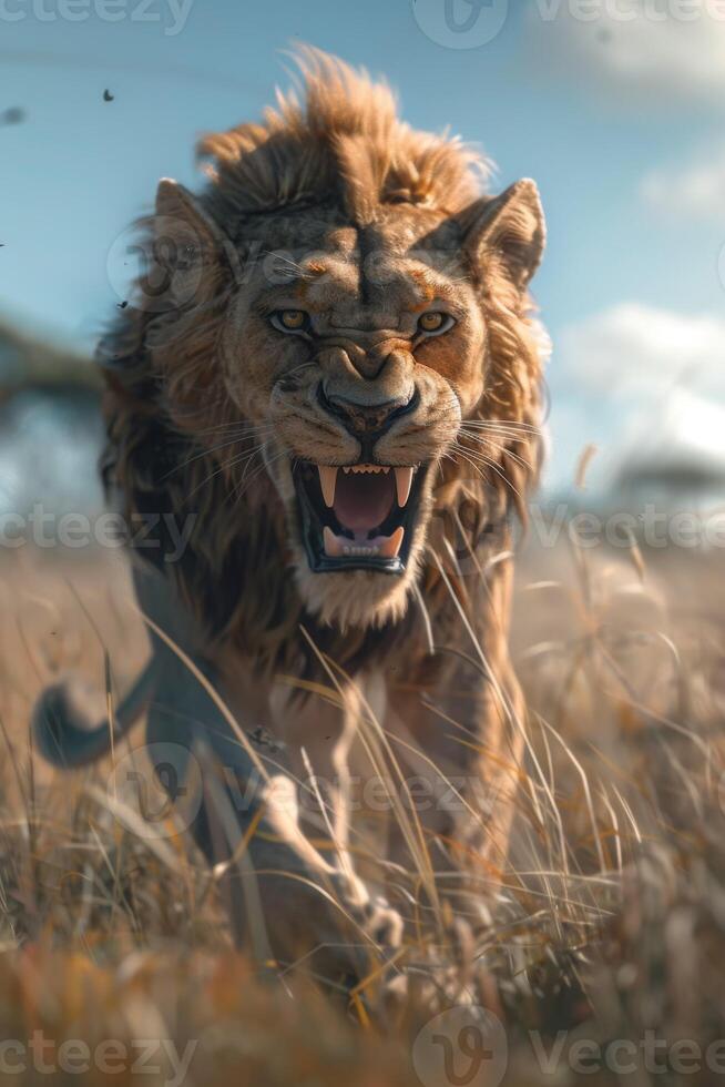 lions in the wild Savannah photo