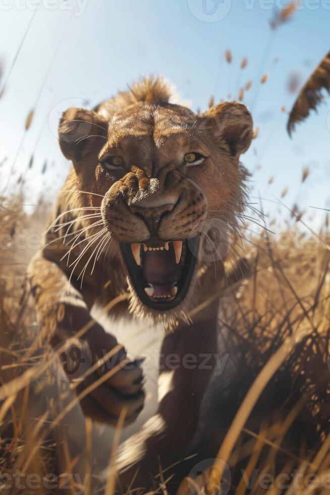 lions in the wild Savannah photo