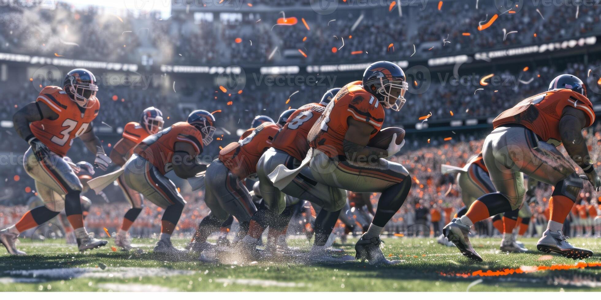 American football players on the field photo