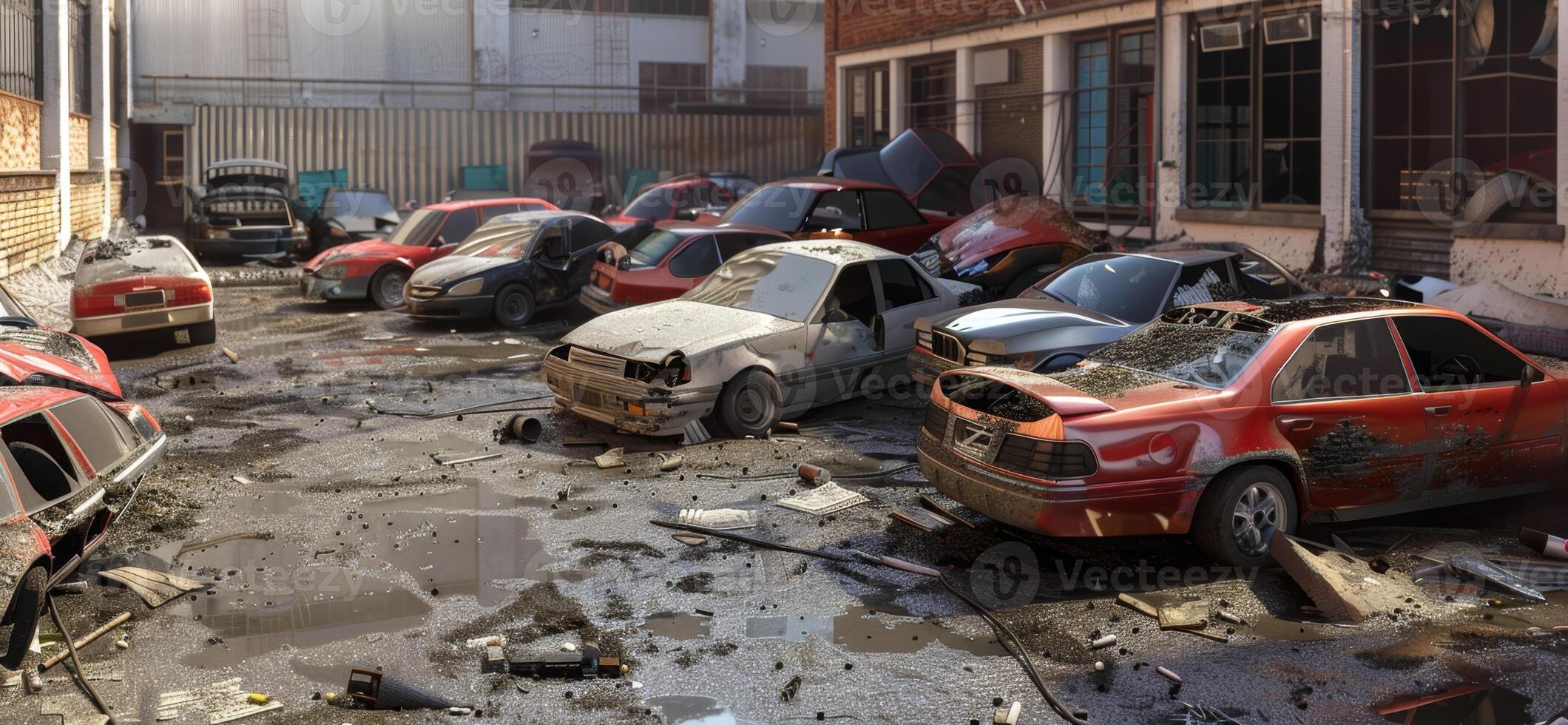 broken car in an accident photo