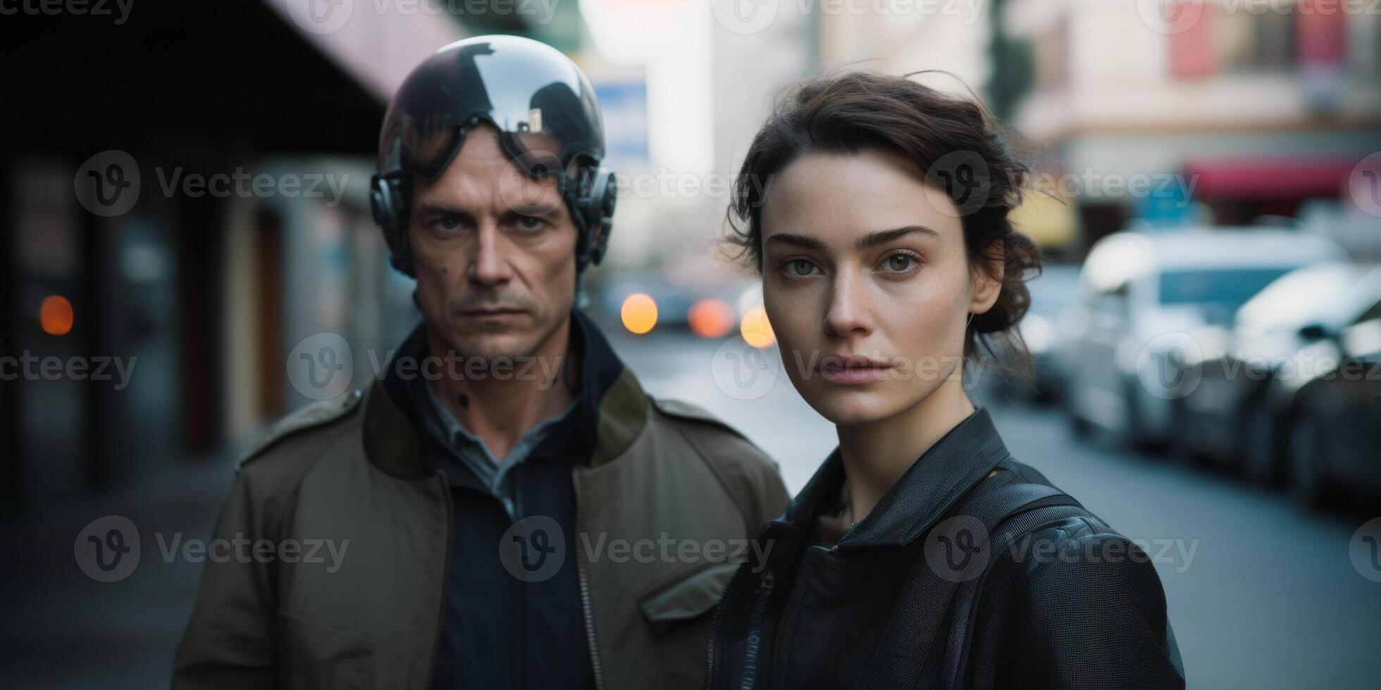 policeman on a city street portrait photo
