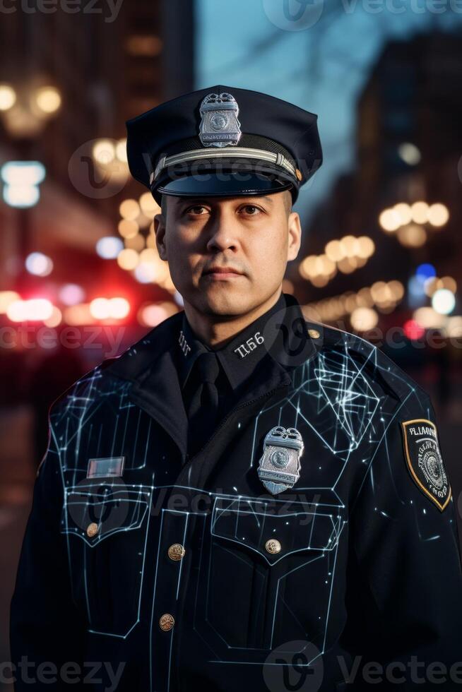 policeman on a city street portrait photo