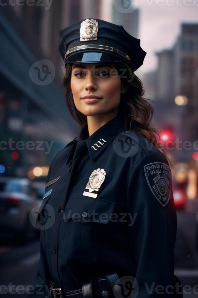 policeman on a city street portrait photo