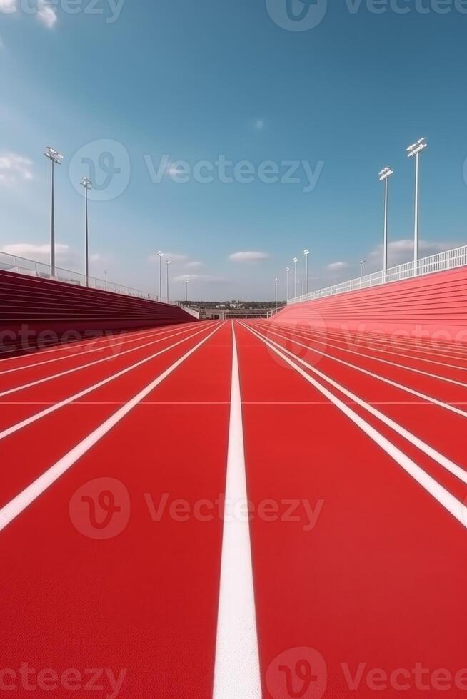 rojo corriendo pista a el estadio foto