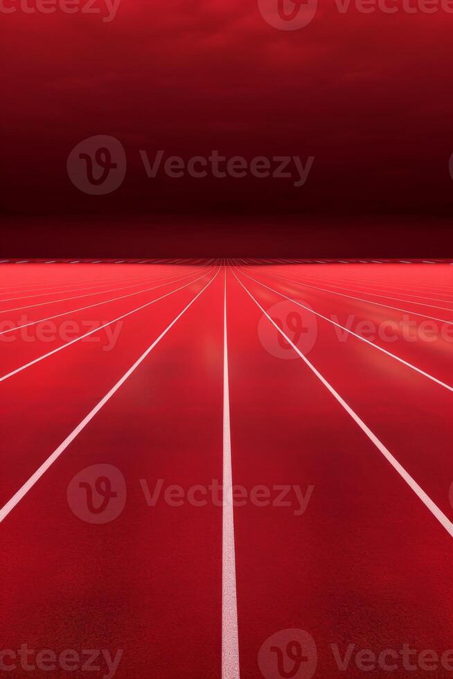 Red running track at the stadium photo