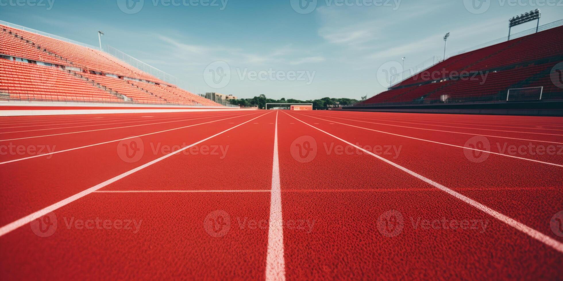 rojo corriendo pista a el estadio foto