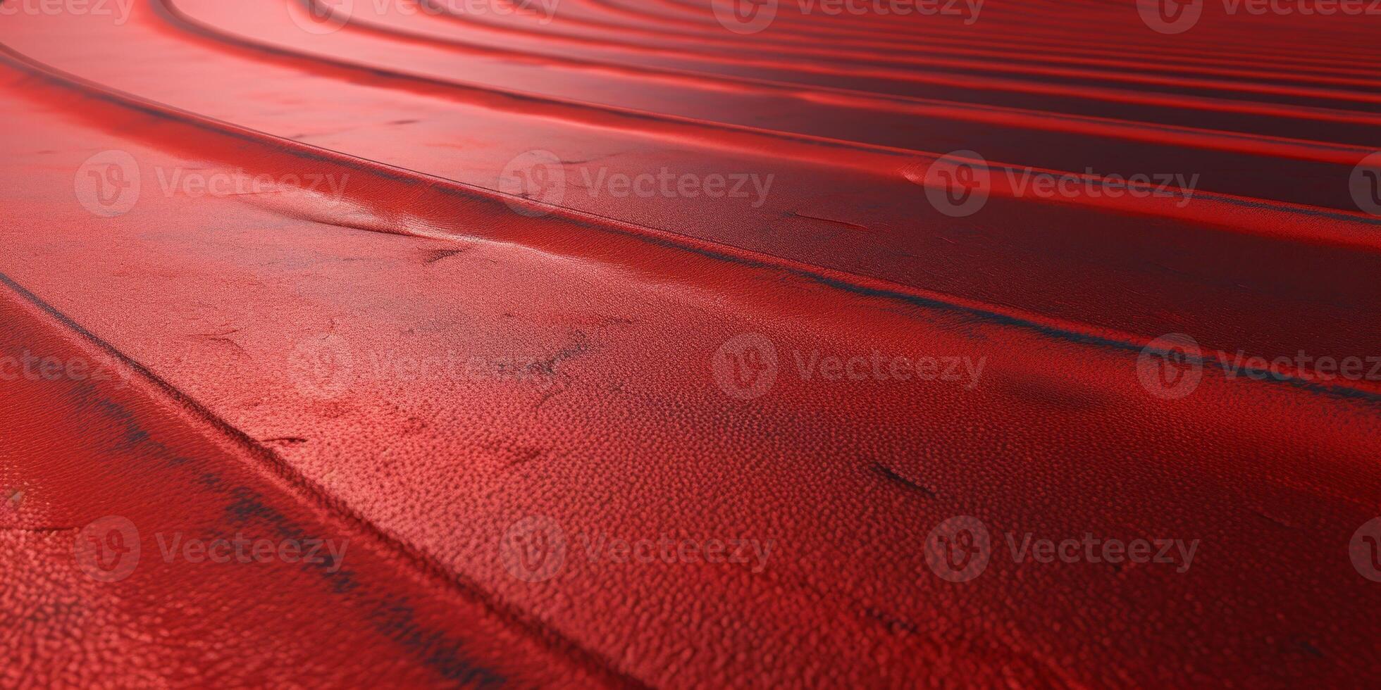 Red running track at the stadium photo