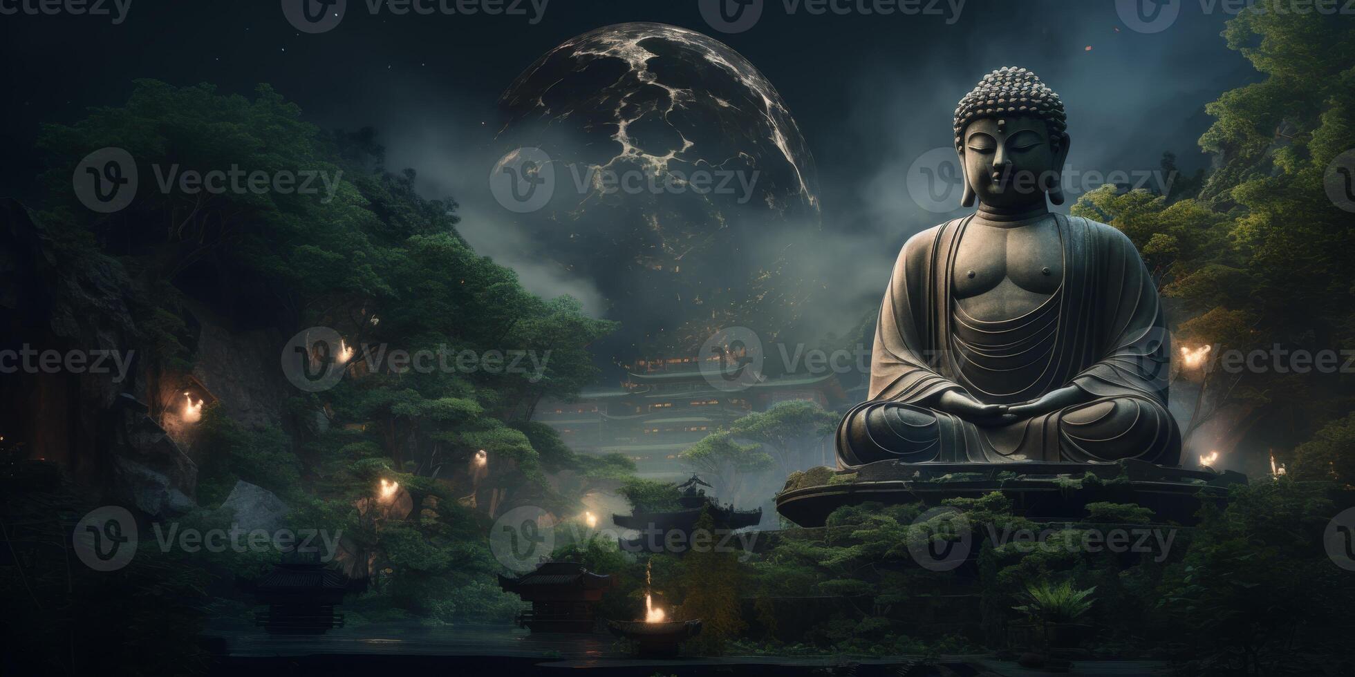 Buddha statues in the forest photo