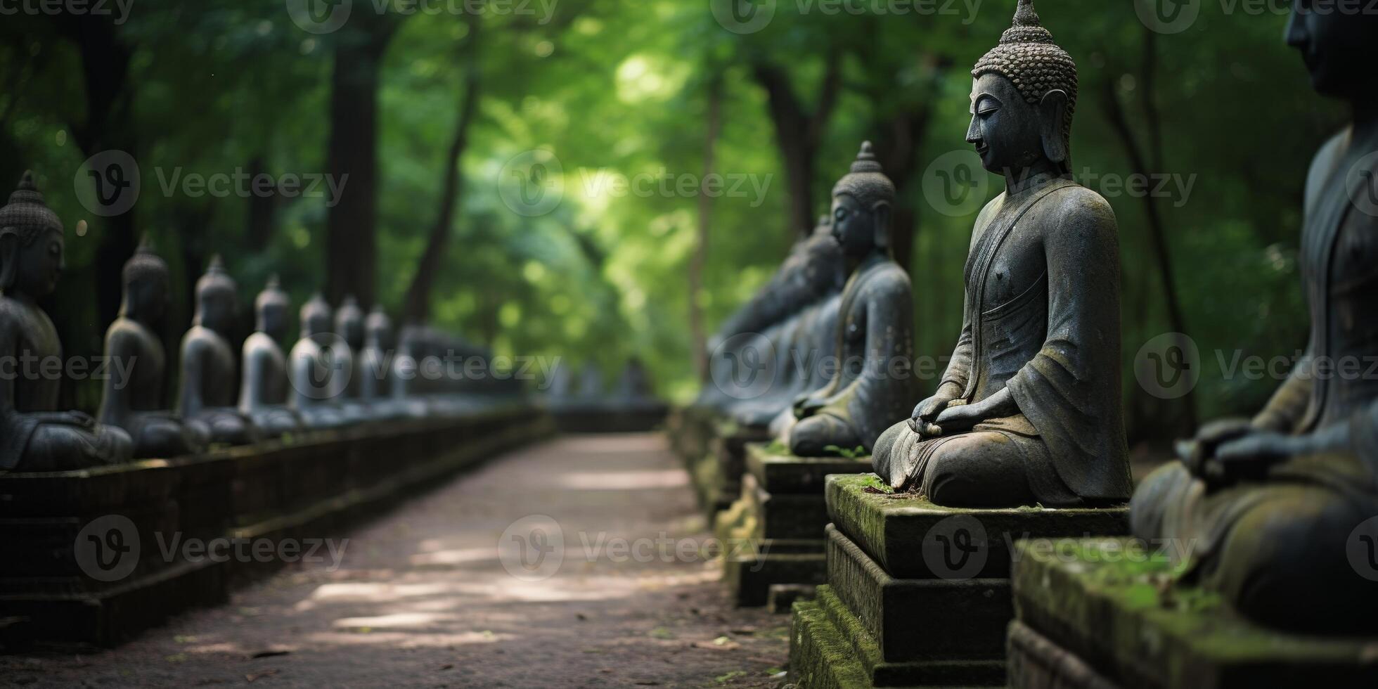 Buddha statues in the forest photo