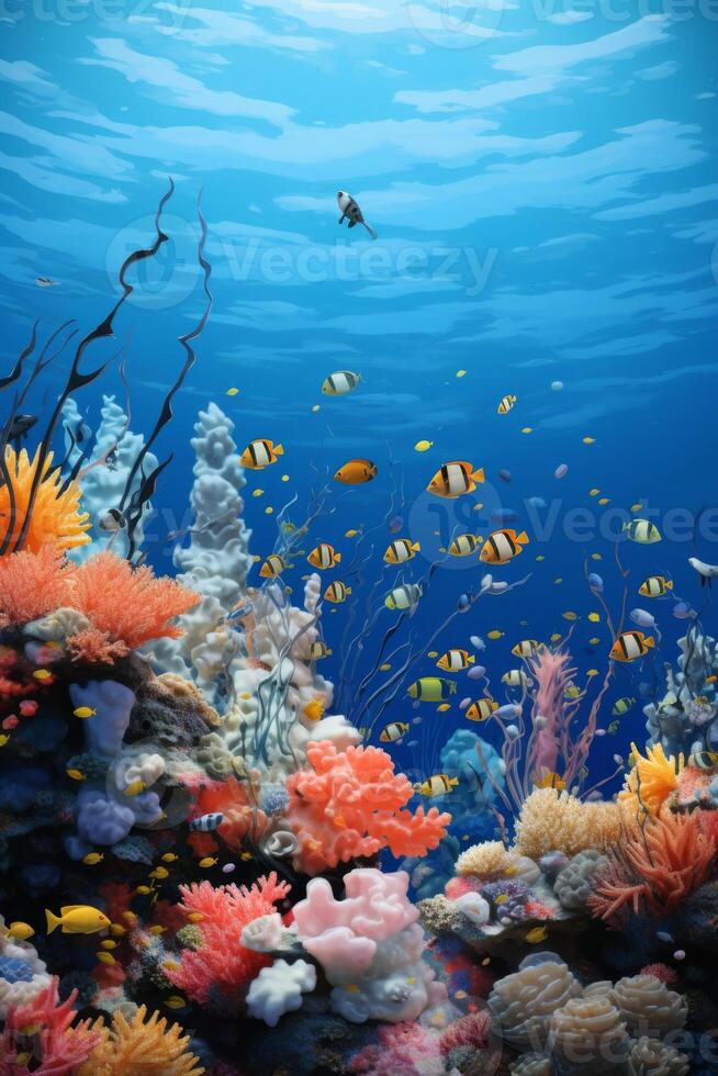 underwater world fish corals photo