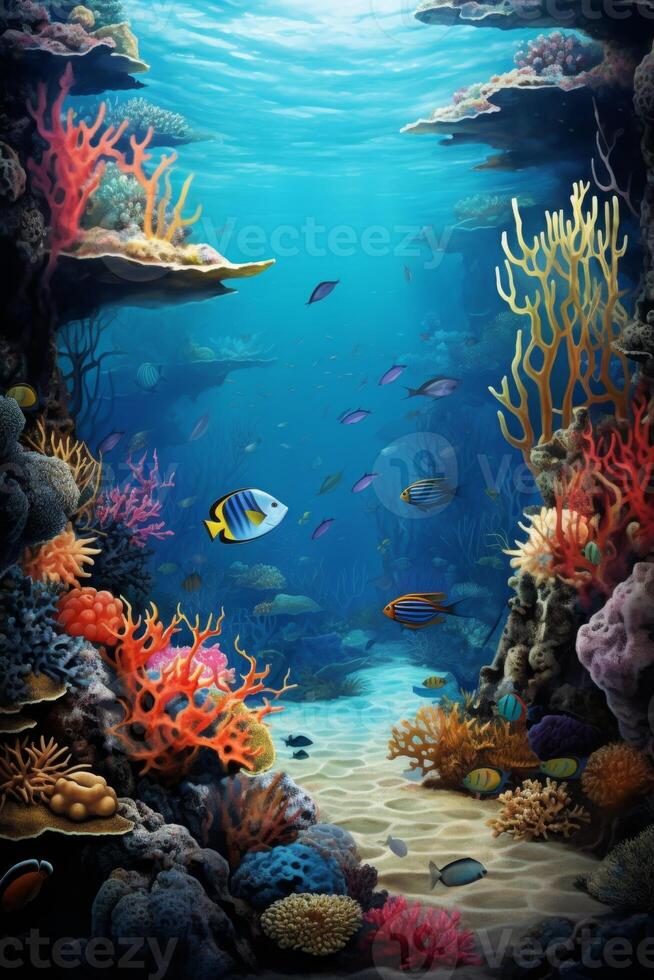 underwater world fish corals photo