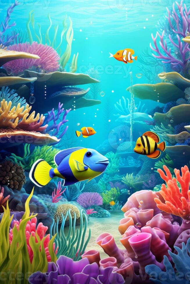 underwater world fish corals photo