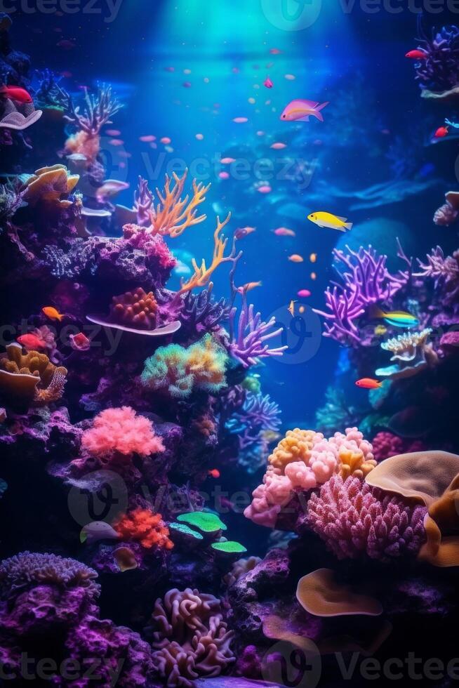 underwater world fish corals photo