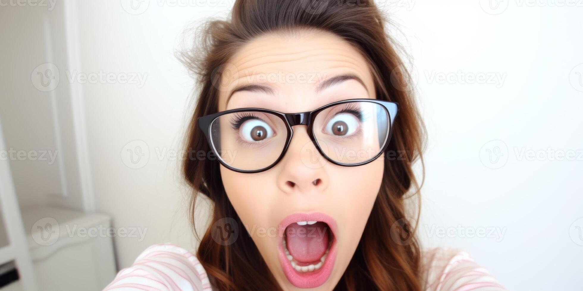 surprised girl with phone photo