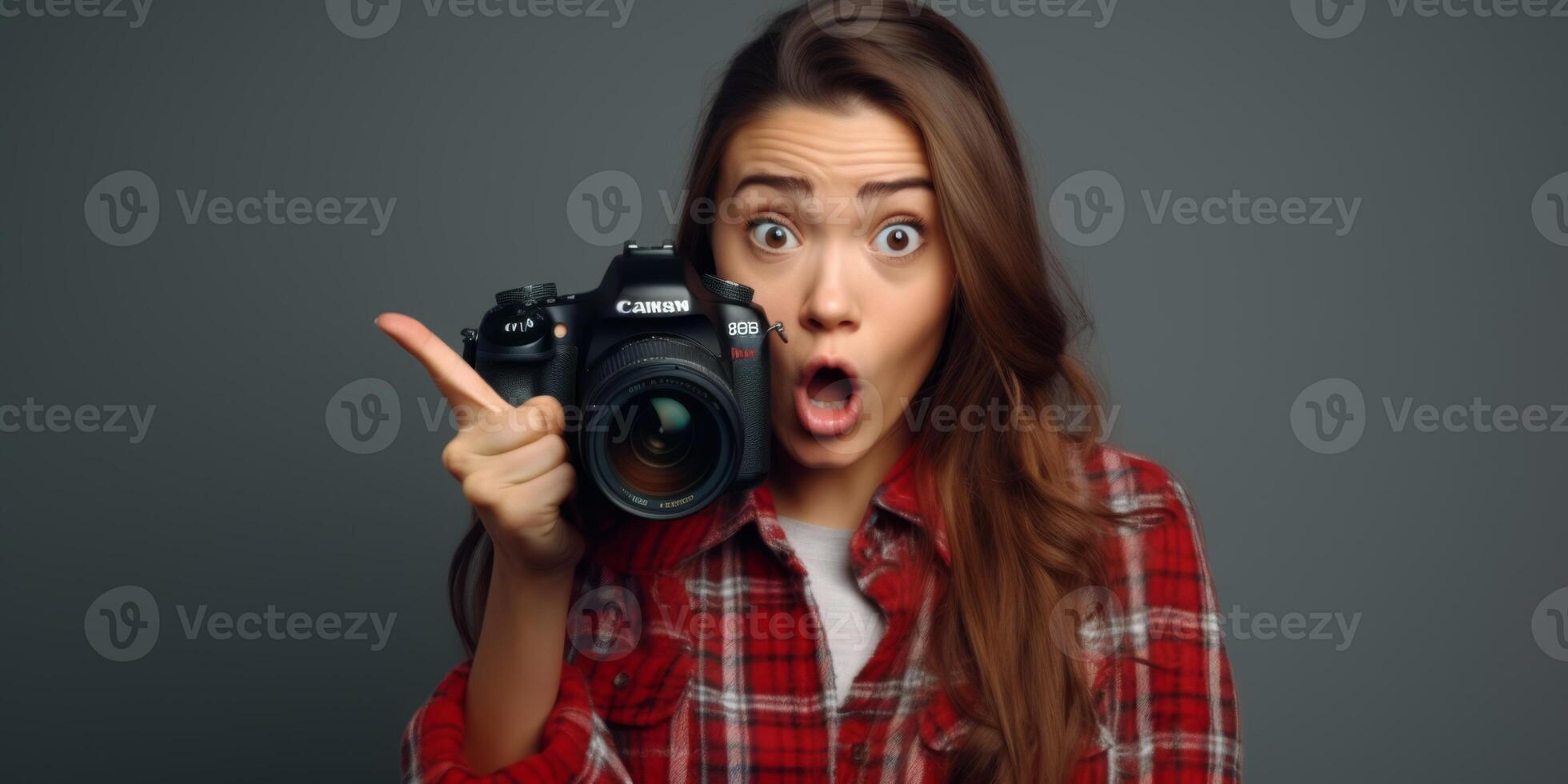 sorprendido niña con teléfono foto