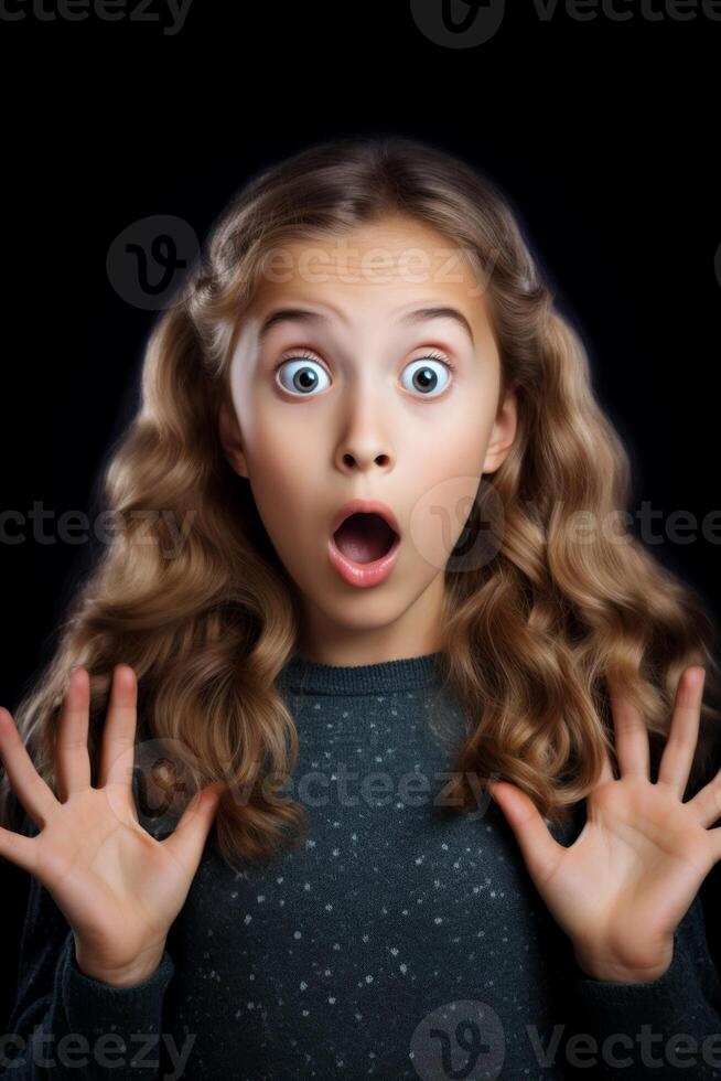 surprised girl with phone photo