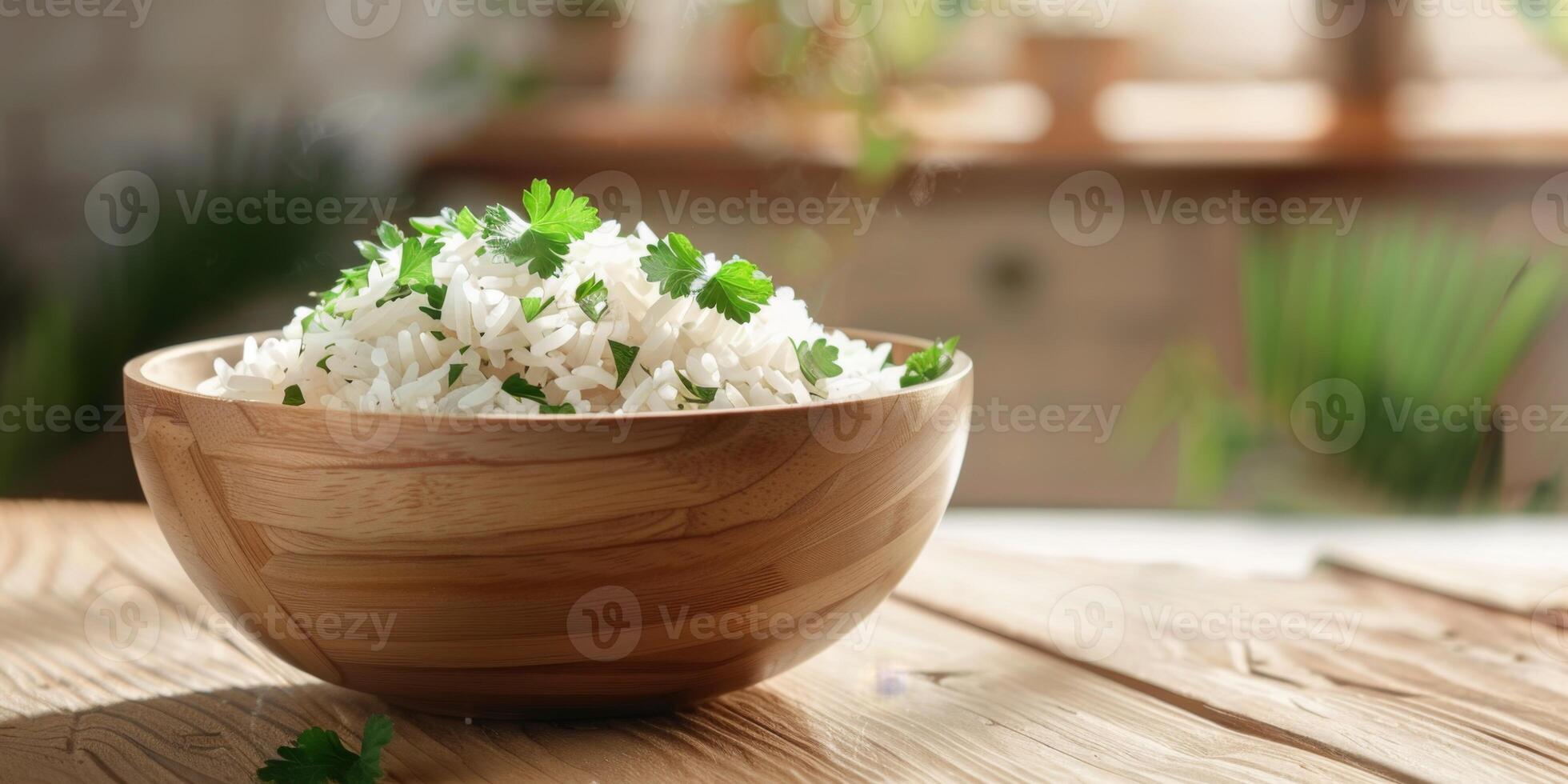 boiled rice with herbs photo