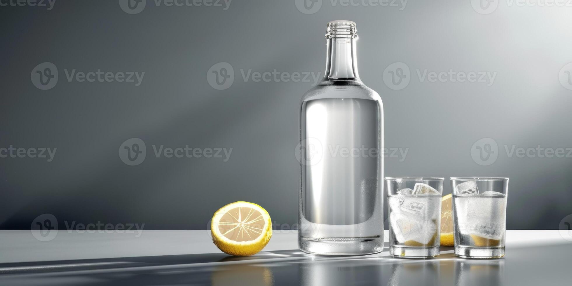 Cool vodka with snack photo