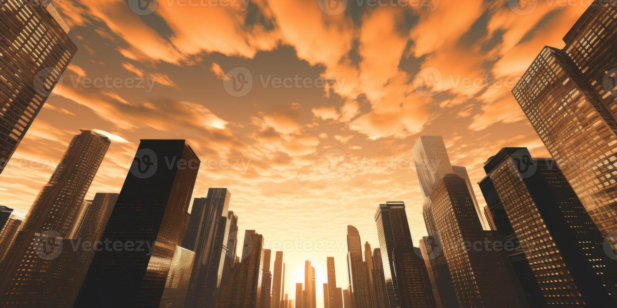 abstract city with skyscrapers photo