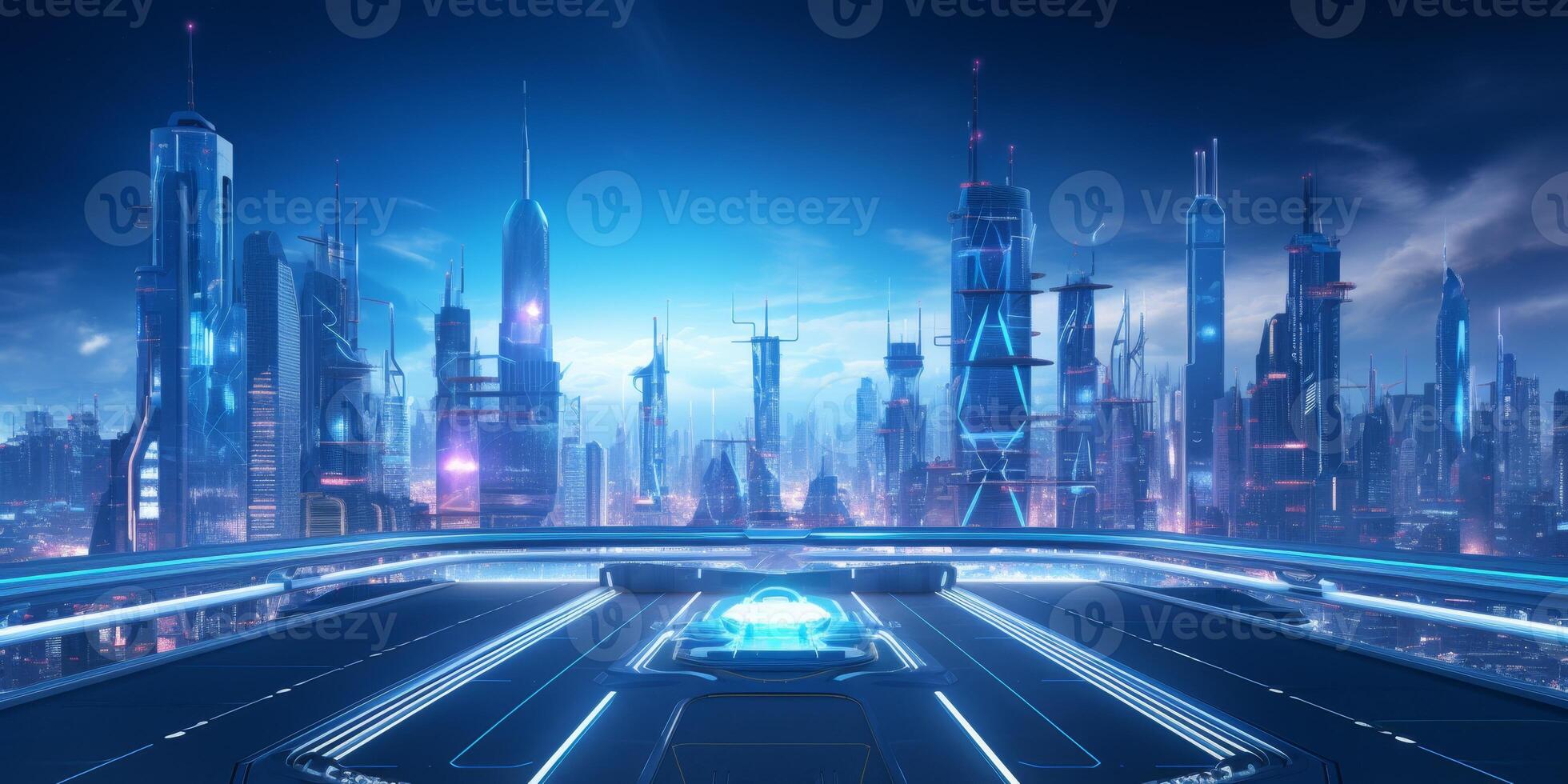 abstract city with skyscrapers photo
