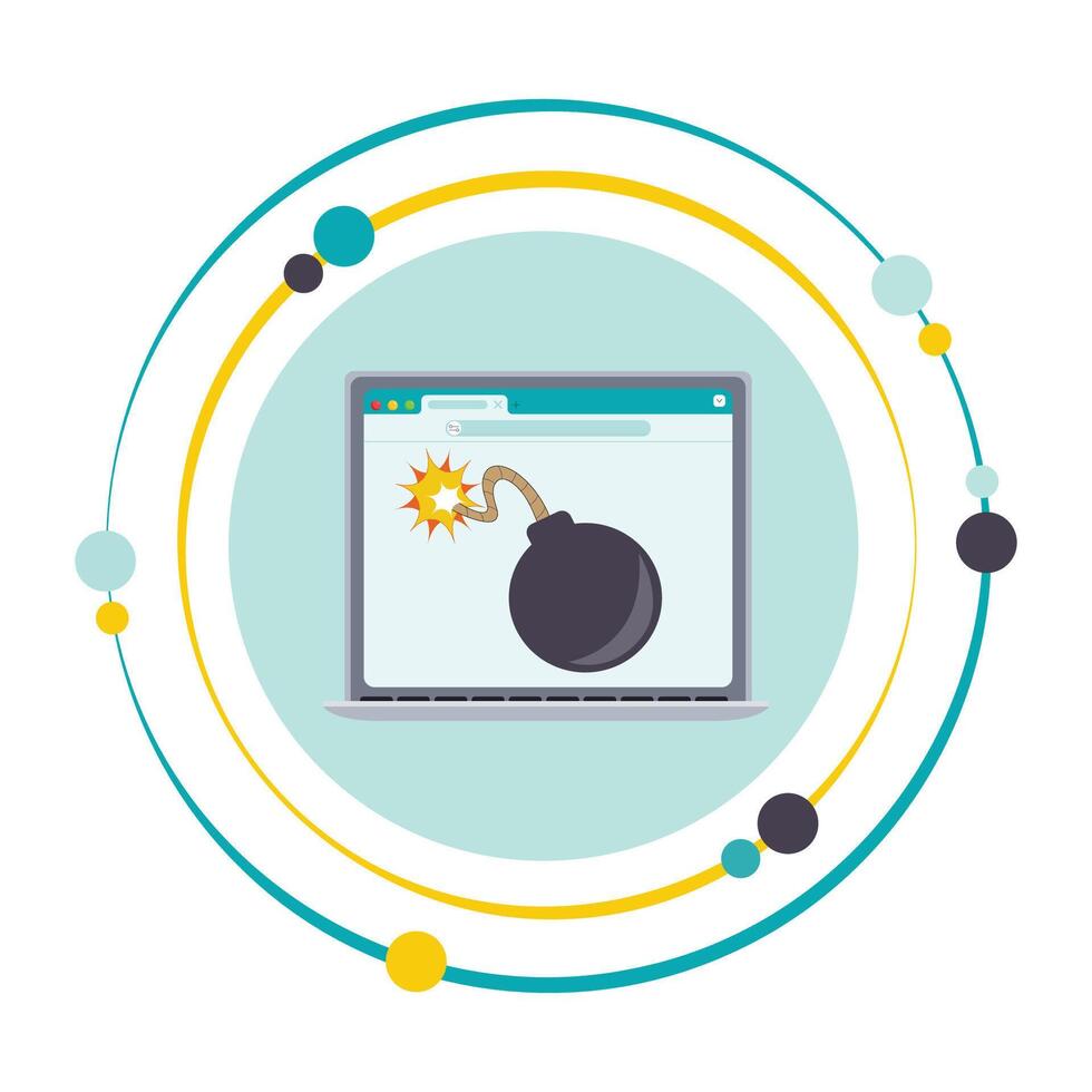 Ticking time bomb on computer laptop screen icon vector