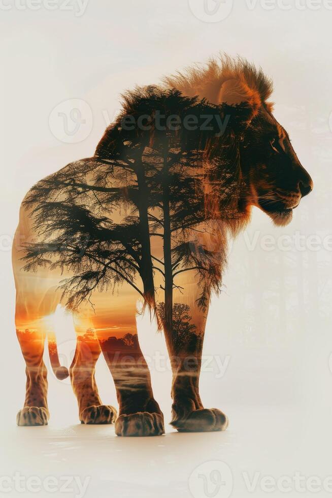 lion in the wild Savannah photo