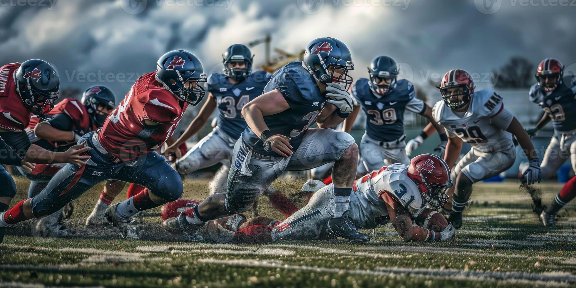 American football players on the field photo