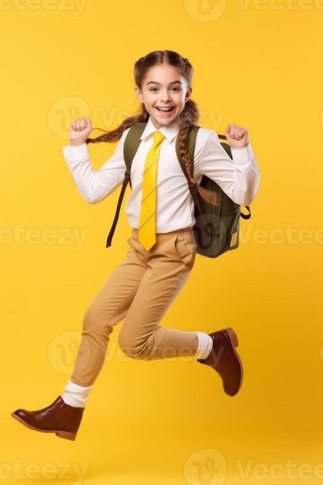child with backpack and books back to school photo