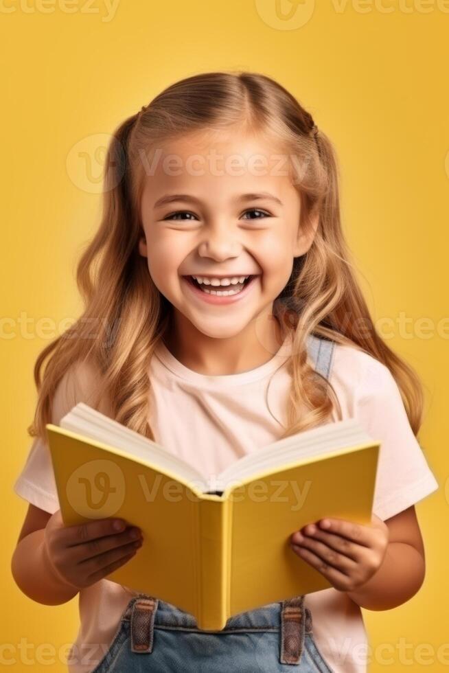 child with backpack and books back to school photo