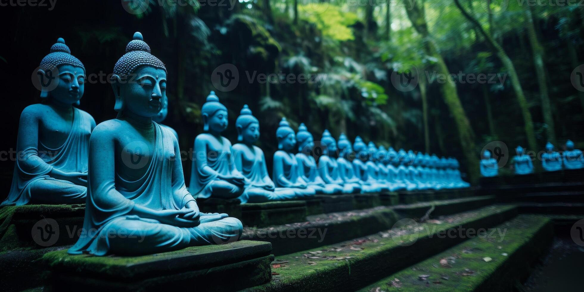 Buddha statue in green forest photo