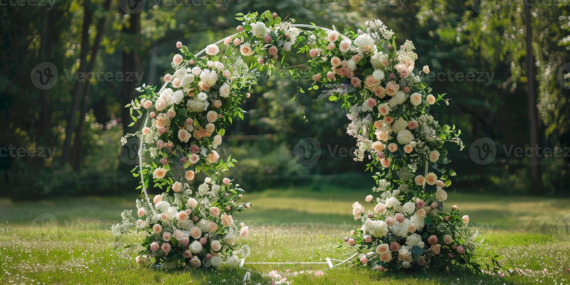 Floral wedding arch in nature photo