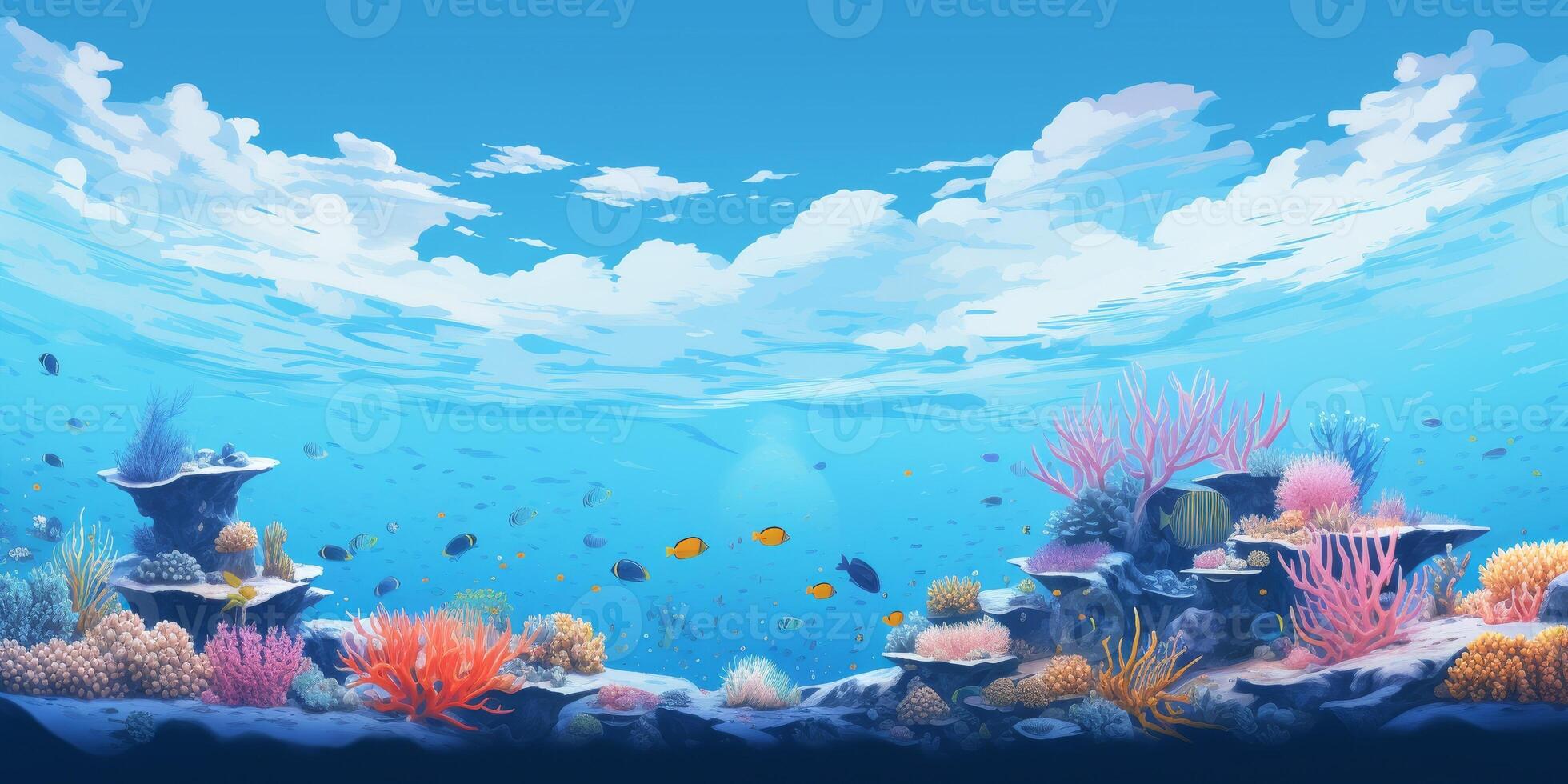 underwater world corals fish photo
