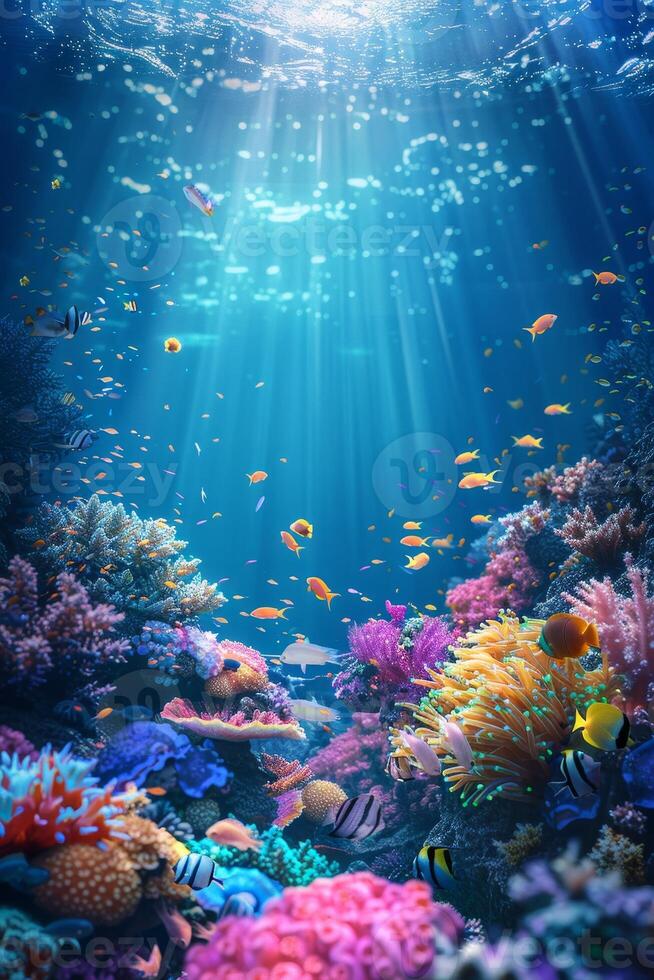 underwater world corals fish photo