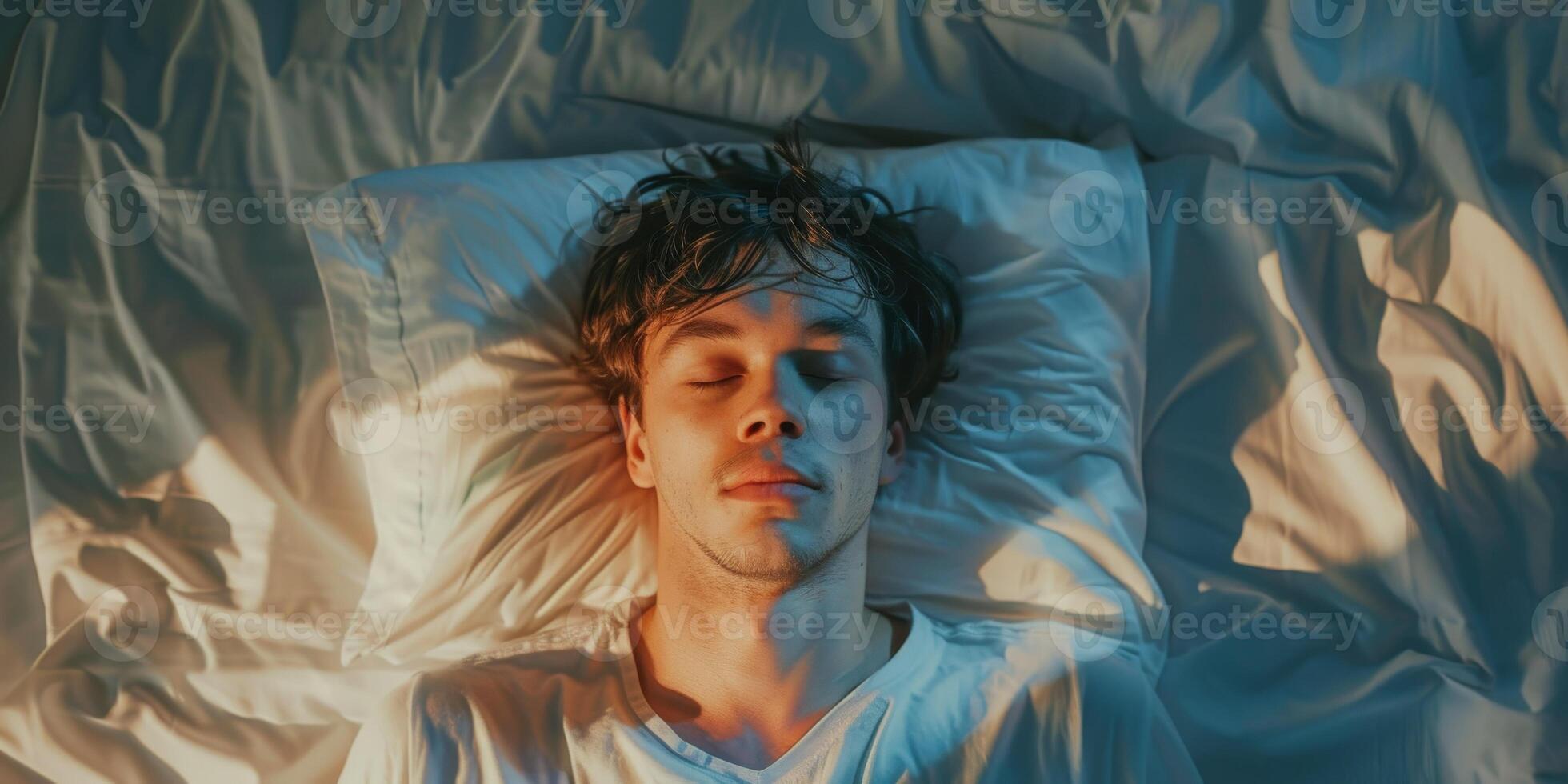 man sleeping in bed photo