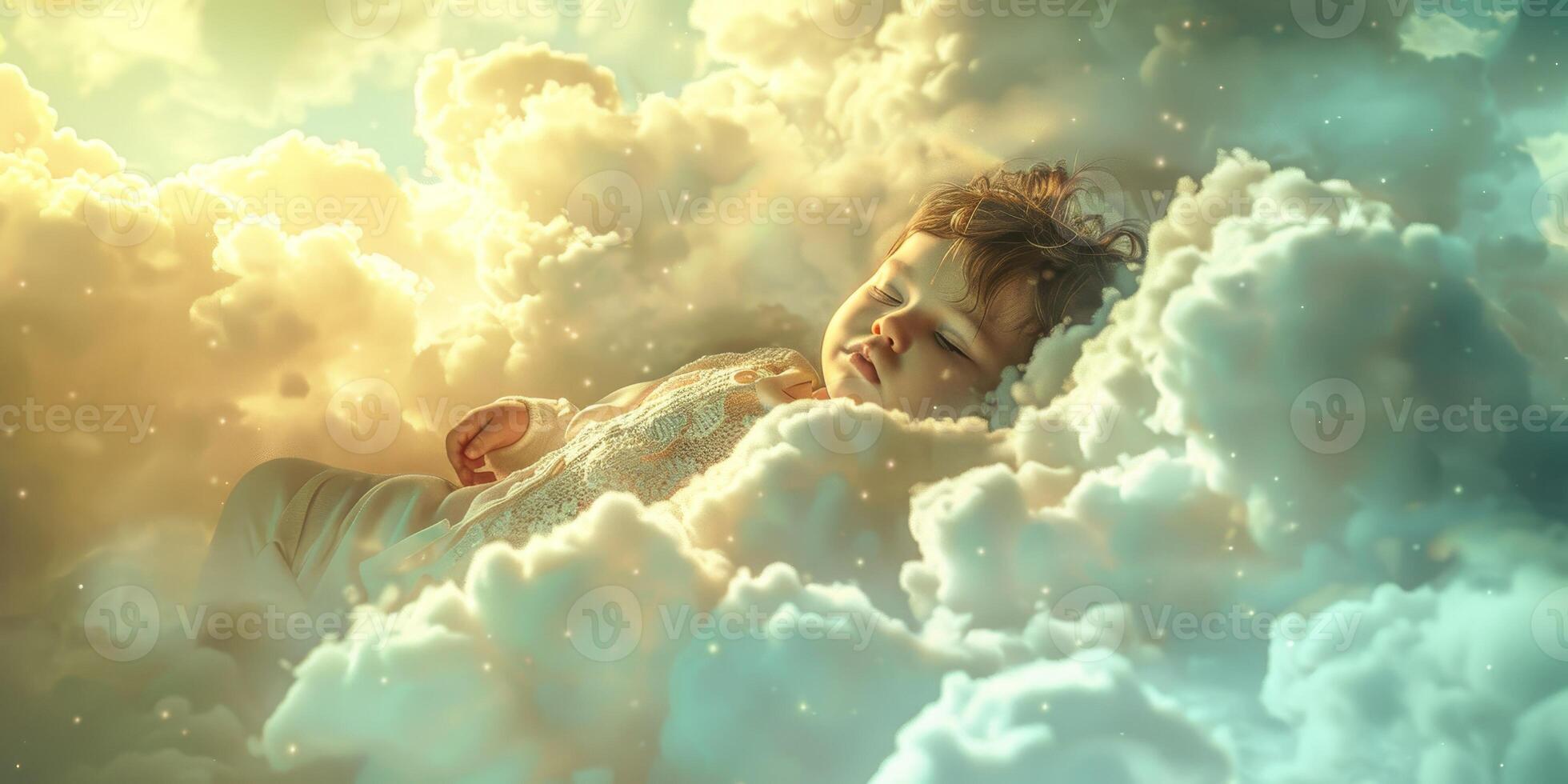 Sleeping child in bed photo