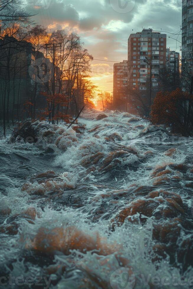 Flooded streets of the city photo
