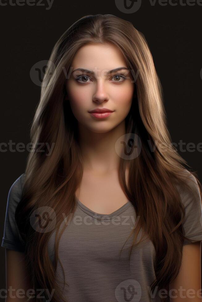 woman's silky and healthy hair portrait photo