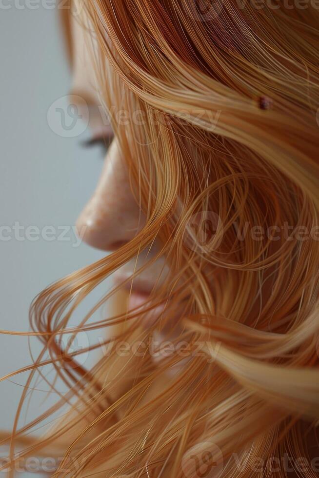 woman's silky and healthy hair portrait photo