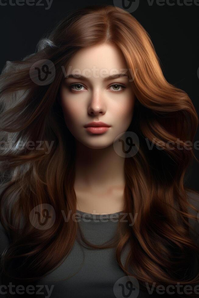 woman's silky and healthy hair portrait photo