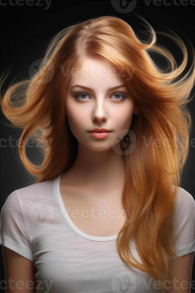 woman's silky and healthy hair portrait photo