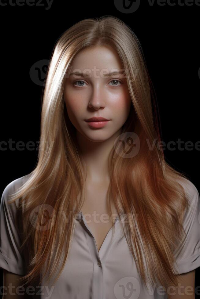 woman's silky and healthy hair portrait photo