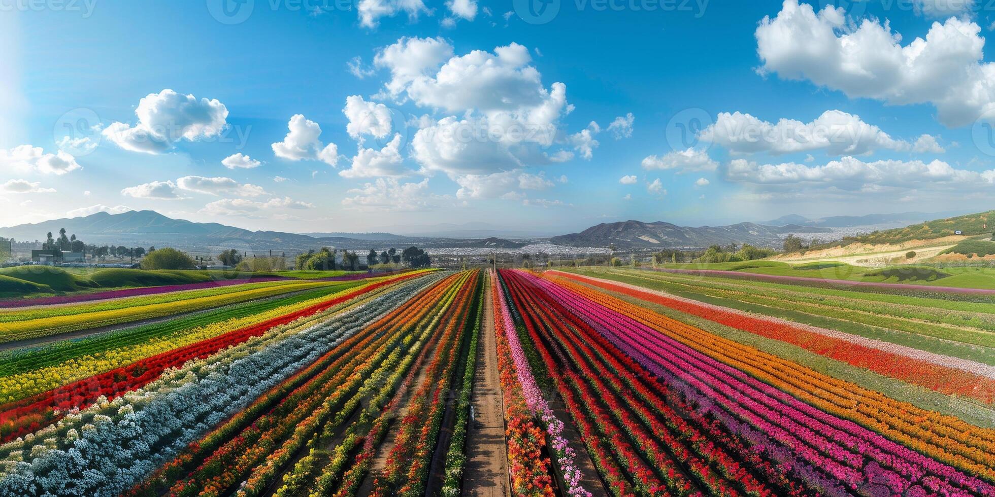 Aerial view of blooming flowers photo